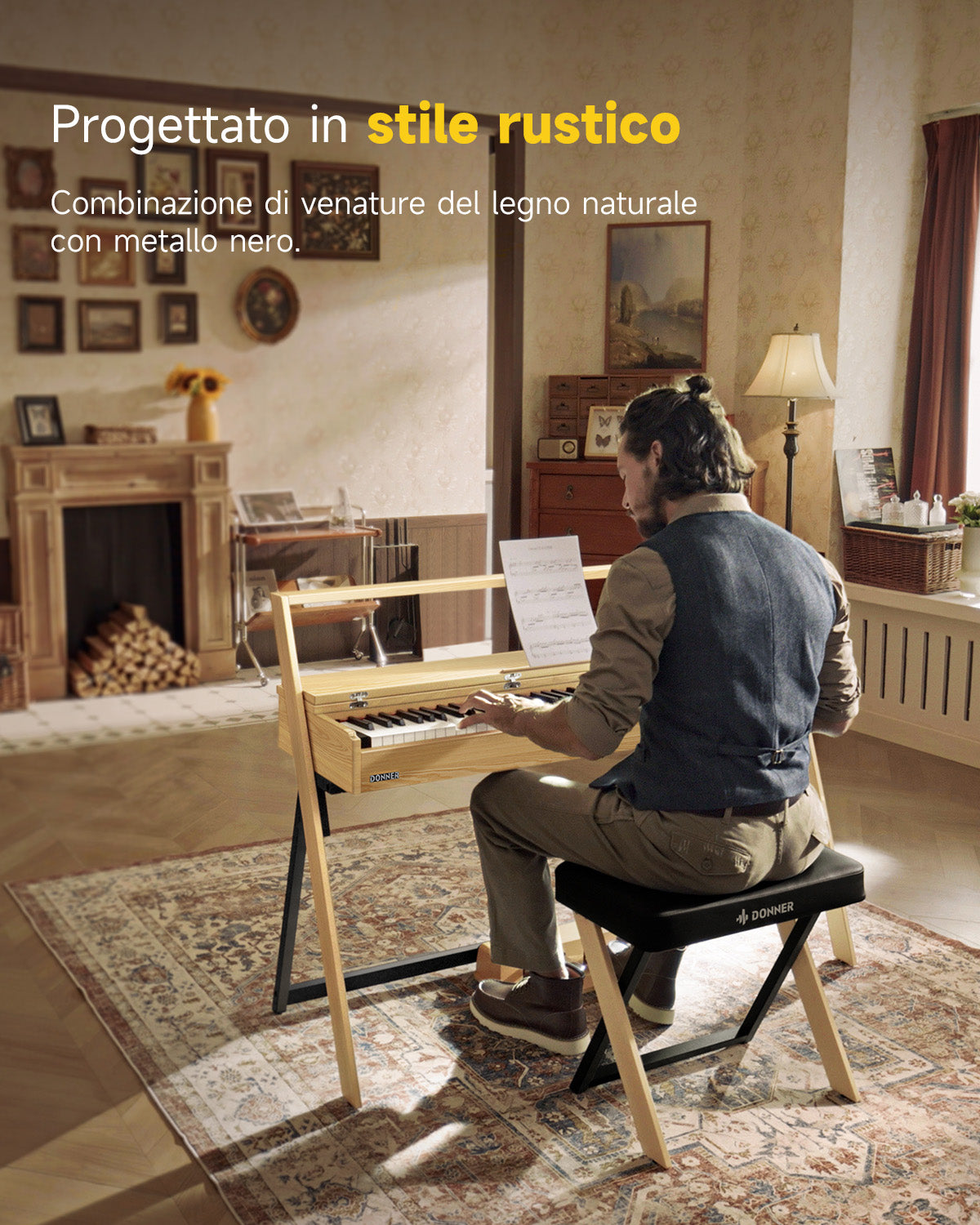 Donner OURA™ R300 Pianoforte digitalein stile casalingo-Beige##