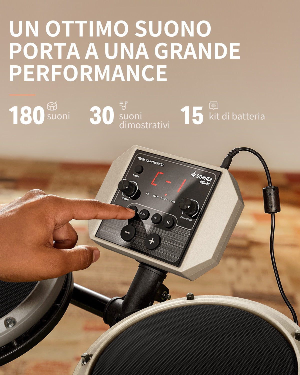 Donner DED-80 La migliore batteria elettronica per principianti-Bianco##