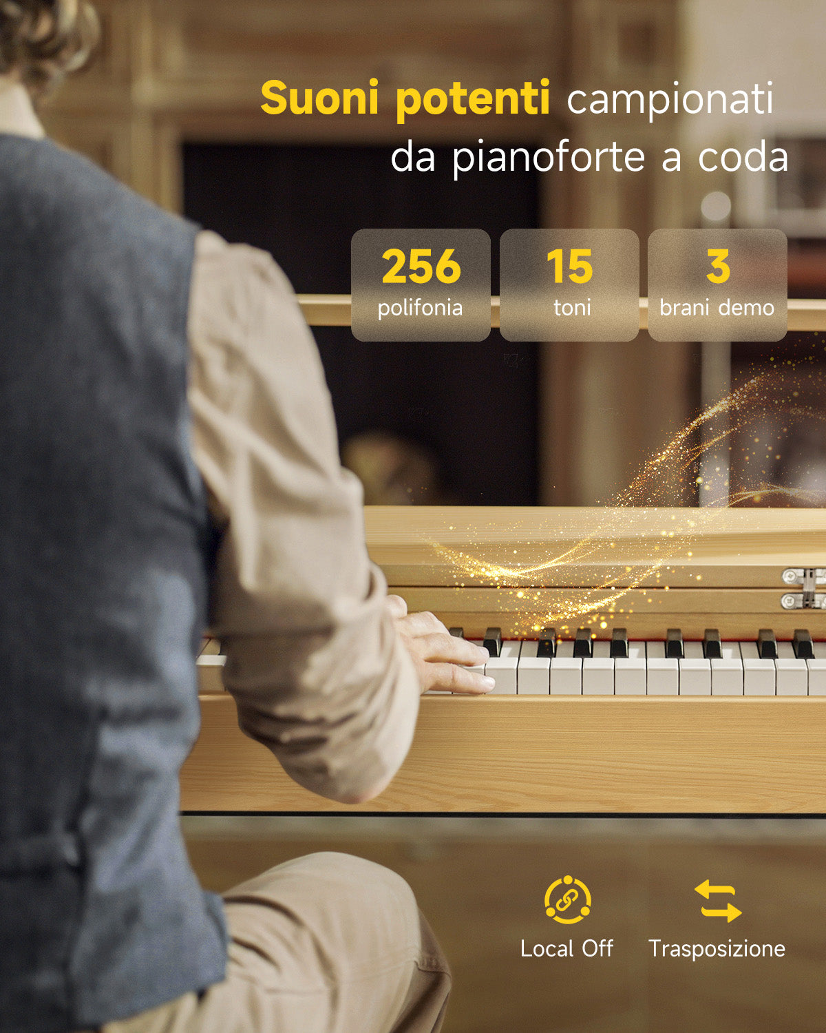 Donner OURA™ R300 Pianoforte digitalein stile casalingo-Beige##