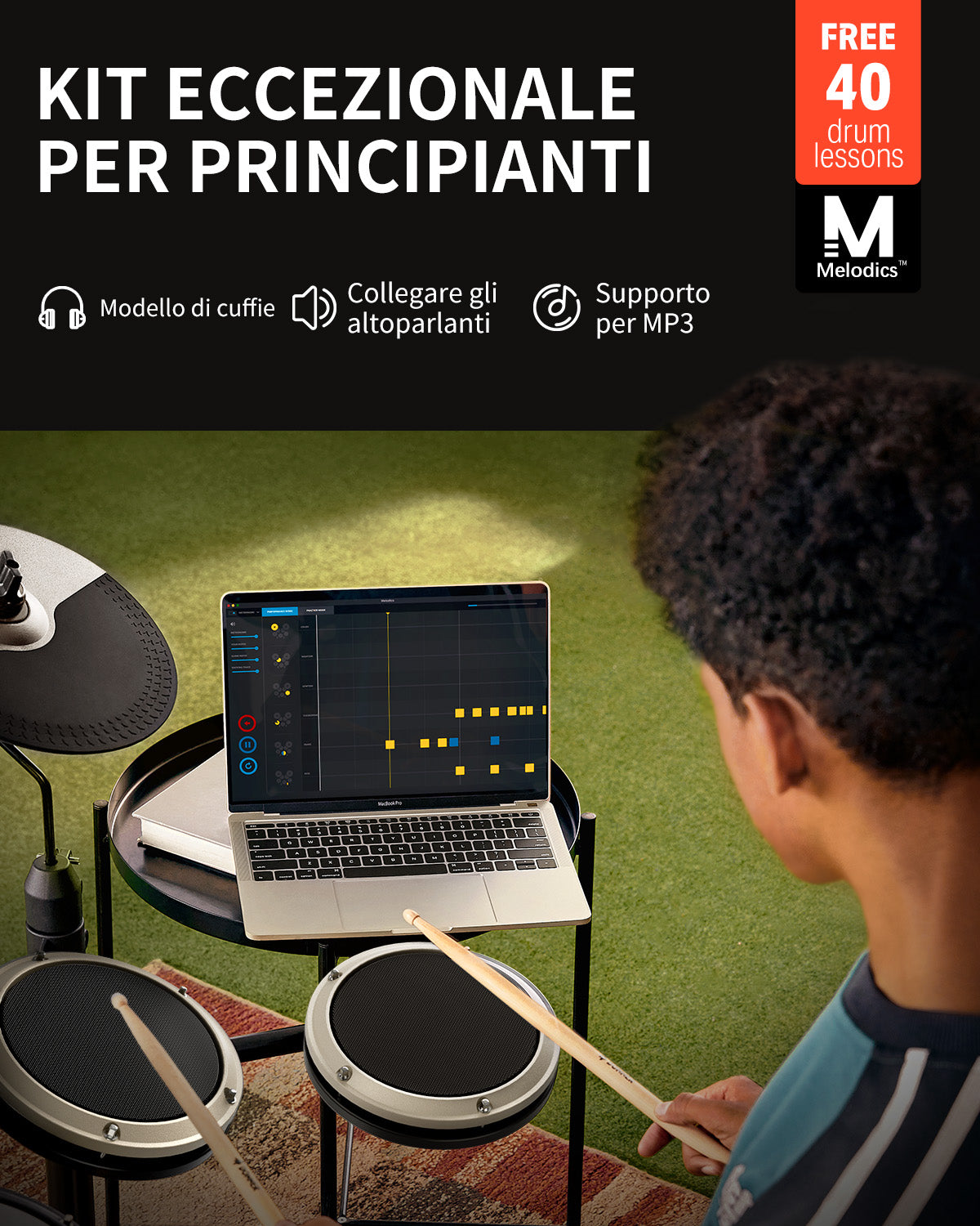 Donner DED-80 La migliore batteria elettronica per principianti-Bianco##