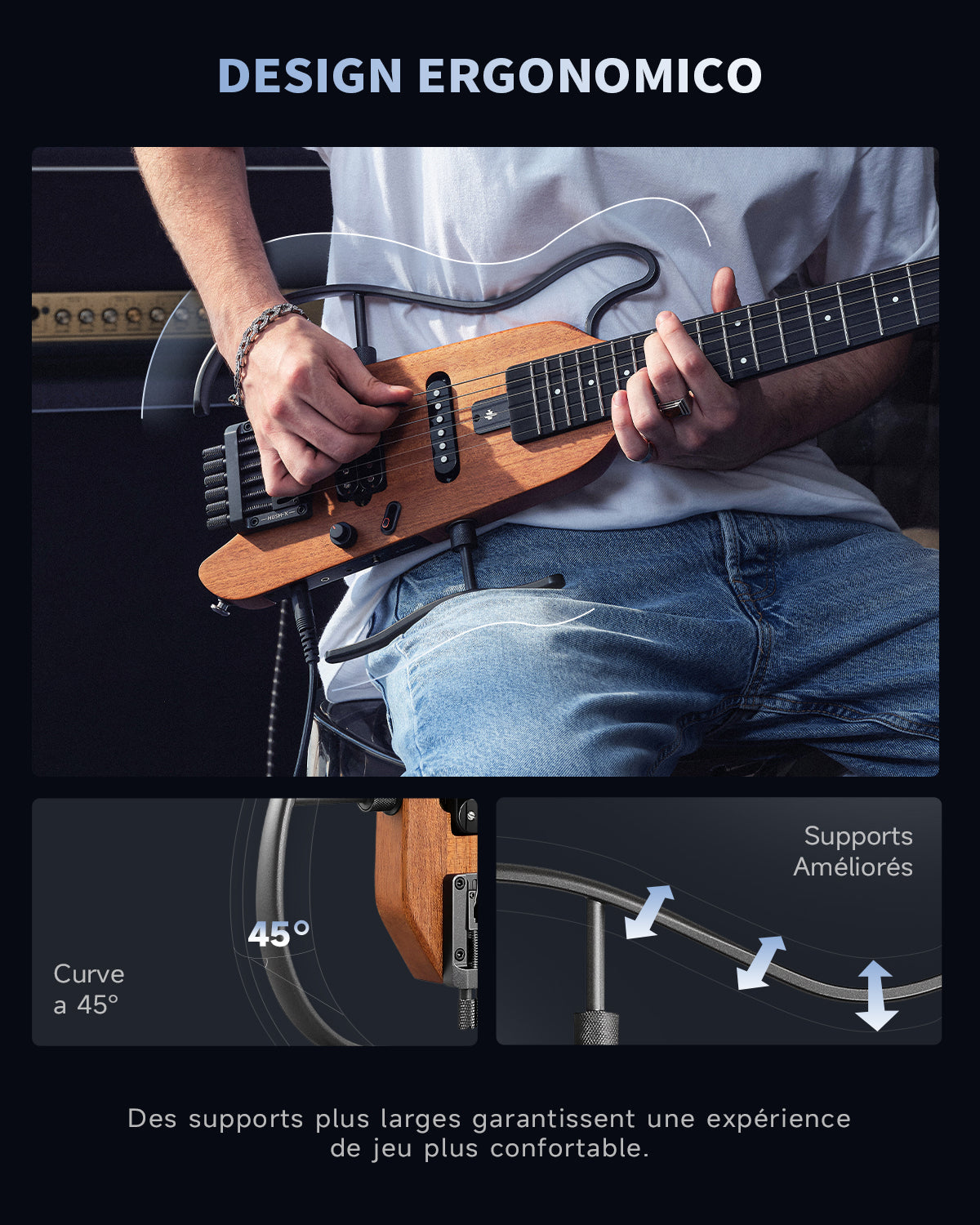 Donner HUSH™ X Chitarra elettrica ultraleggera senza testa-
Naturale##