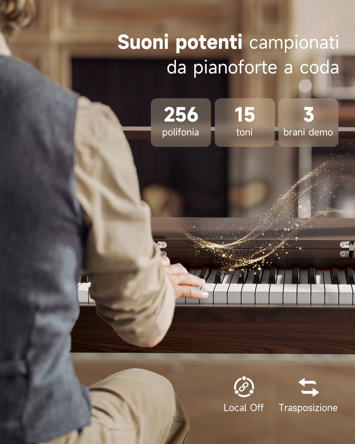 Donner OURA™ R300 Pianoforte digitalein stile casalingo-Brown##