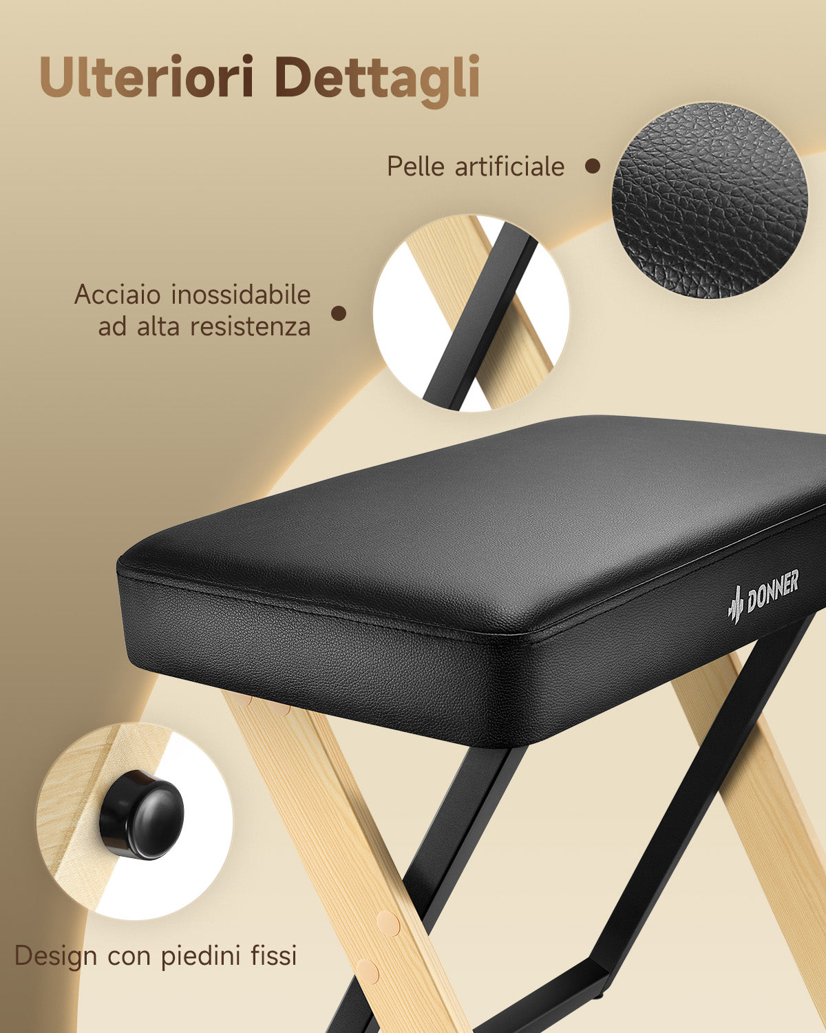 Donner DKB-300 Panca per pianoforte elegante