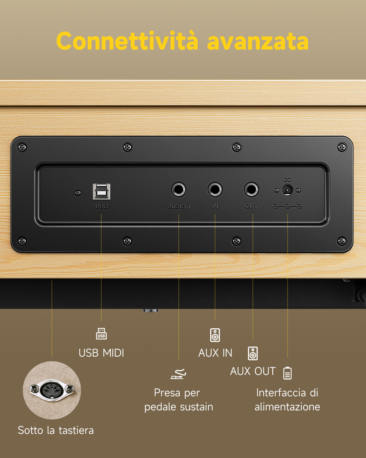 Donner OURA™ R300 Pianoforte digitalein stile casalingo-Beige##