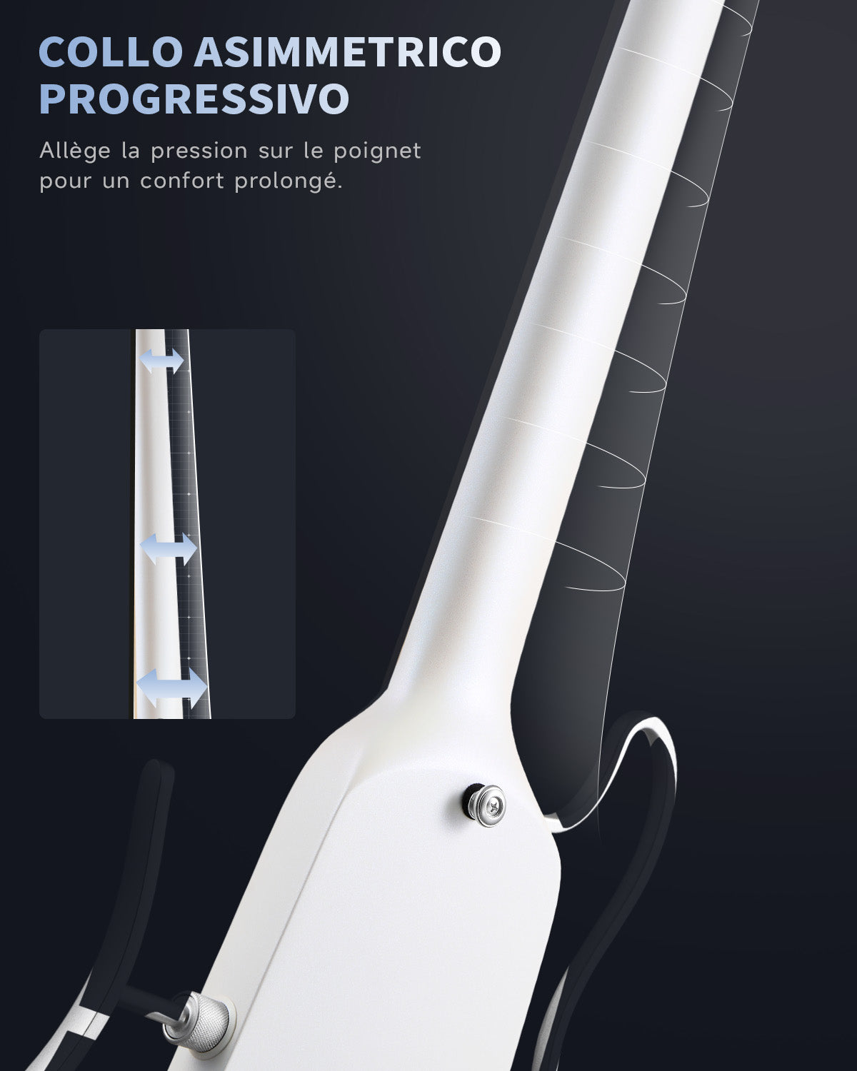 Donner HUSH™ X Chitarra elettrica ultraleggera senza testa-Bianco##