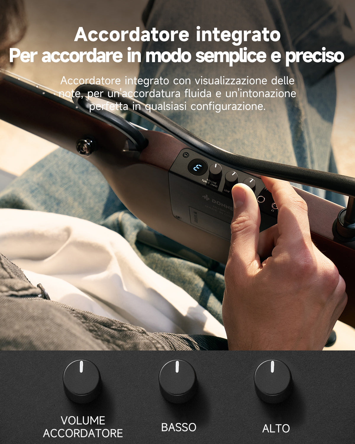 Donner HUSH™ C Chitarra classica con corde di nylon da viaggio-Marrone##