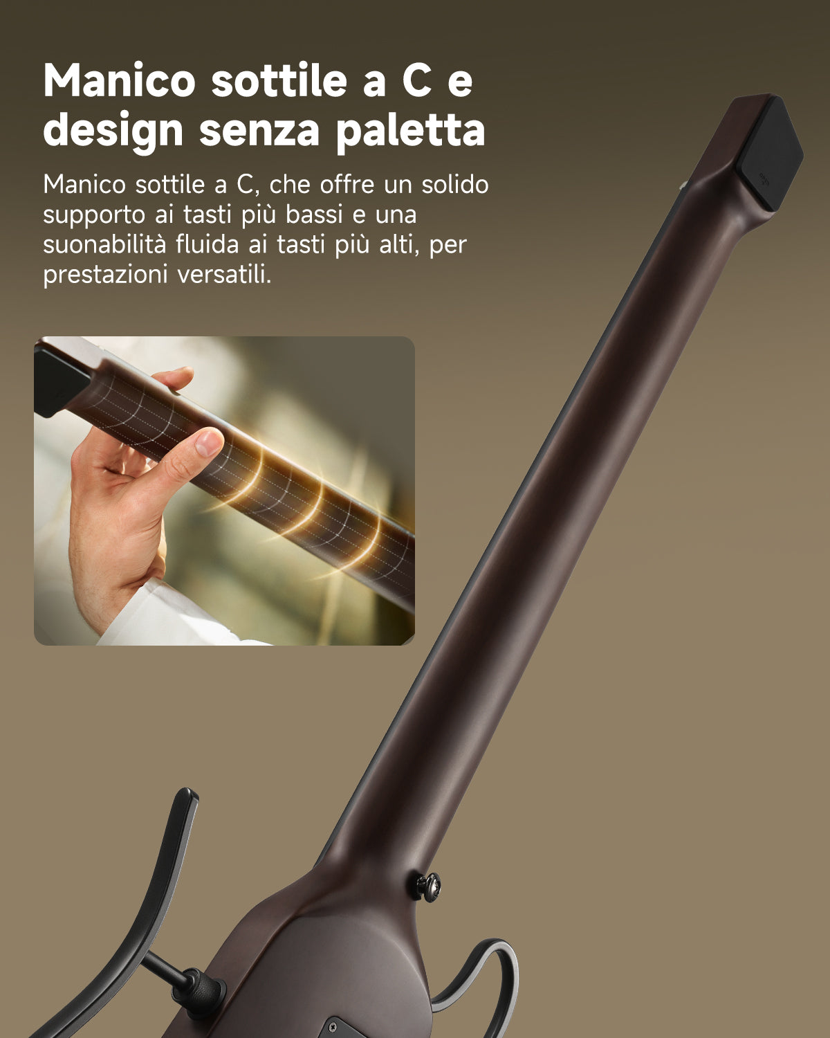 Donner HUSH™ C Chitarra classica con corde di nylon da viaggio-Marrone##