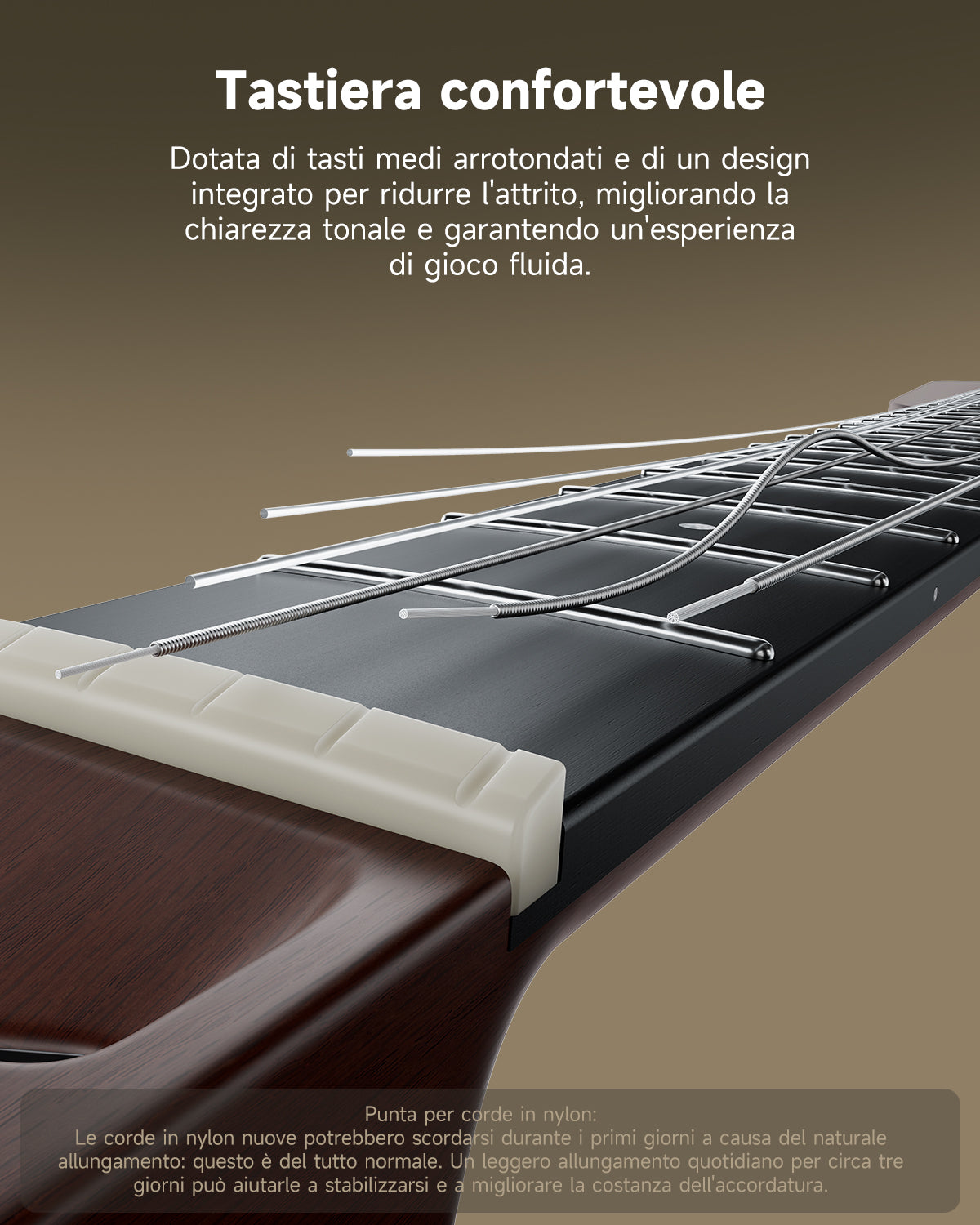 Donner HUSH™ C Chitarra classica con corde di nylon da viaggio-Marrone##