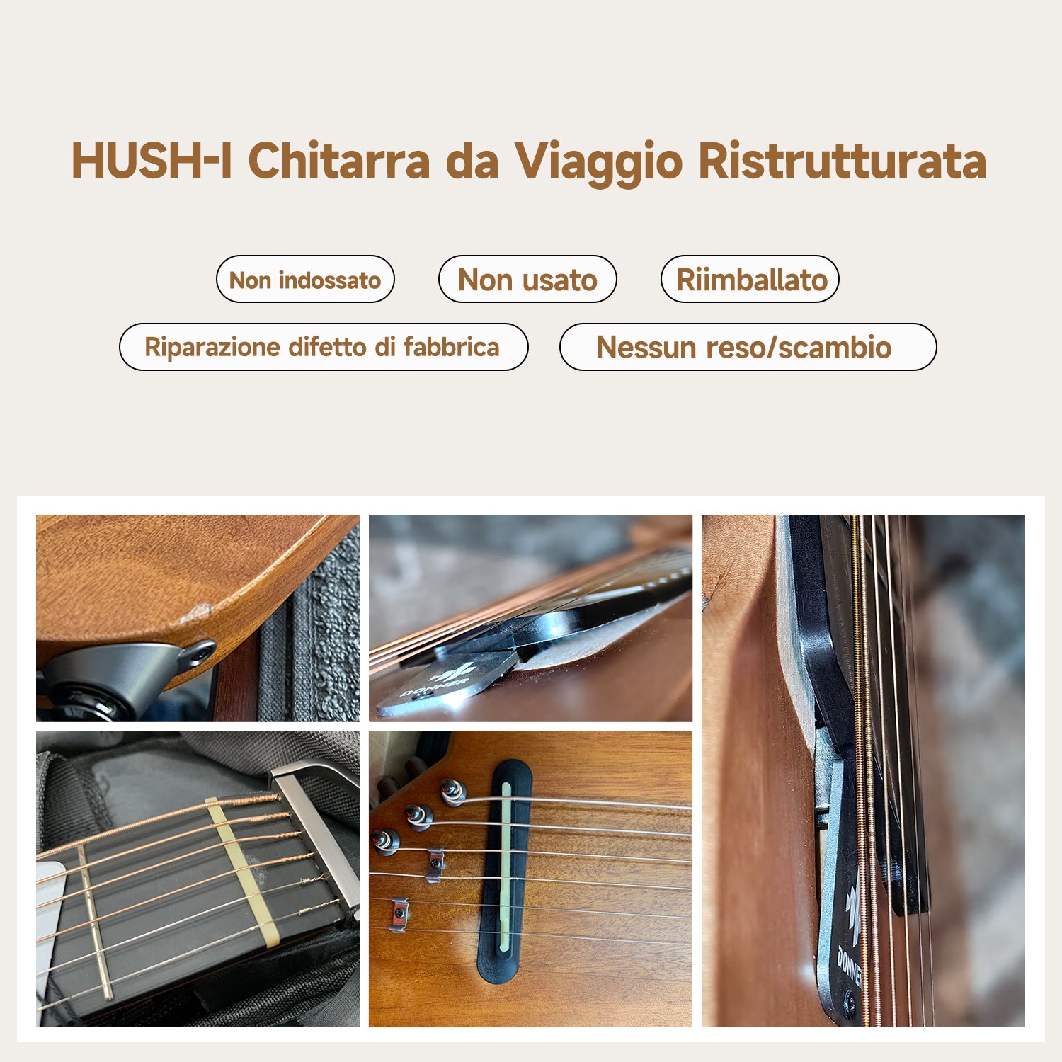 【Scatola aperta】Donner HUSH I Chitarra da viaggio ultraleggera e portatile