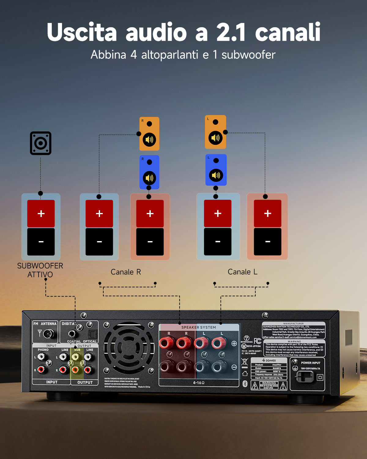 Donner MAMP2 Potente amplificatore a 2 canali