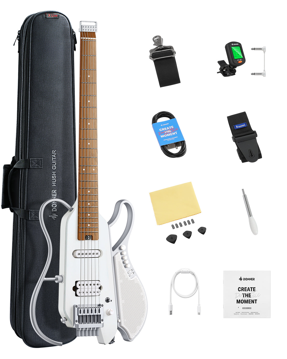 Donner HUSH X LIVE Chitarra da viaggio (disponibile anche in edizione MIYAVI)