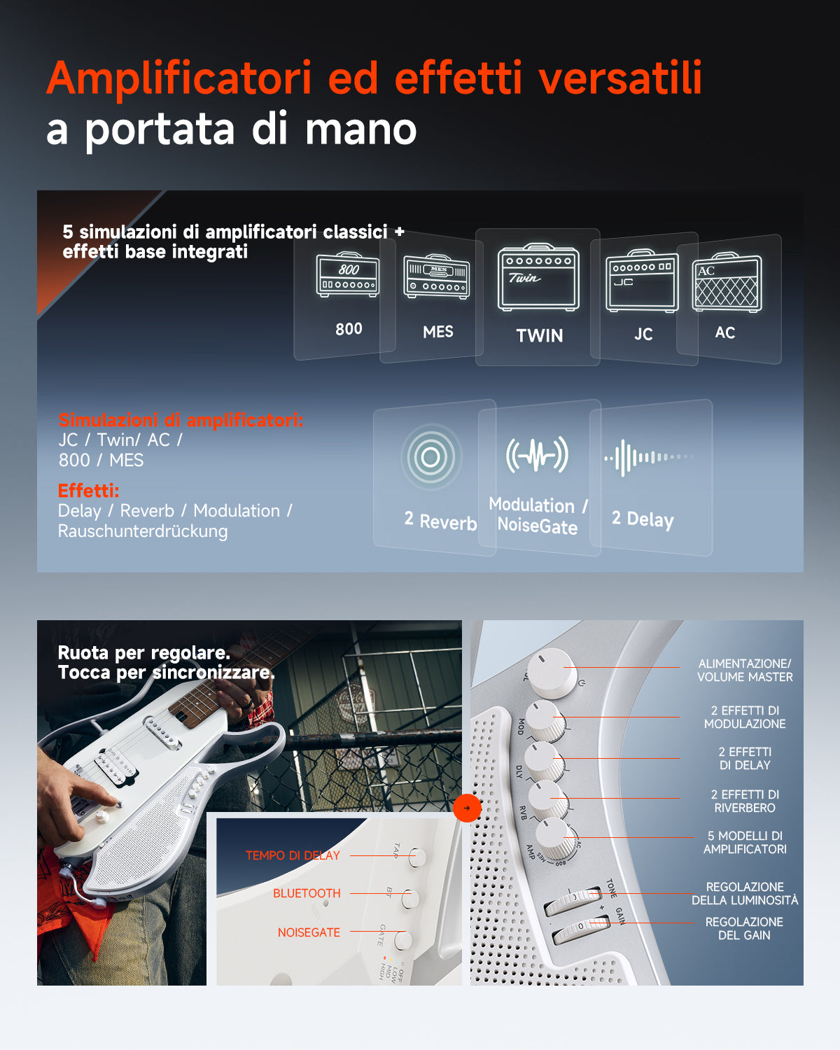 Donner HUSH X LIVE Chitarra da viaggio (disponibile anche in edizione MIYAVI)