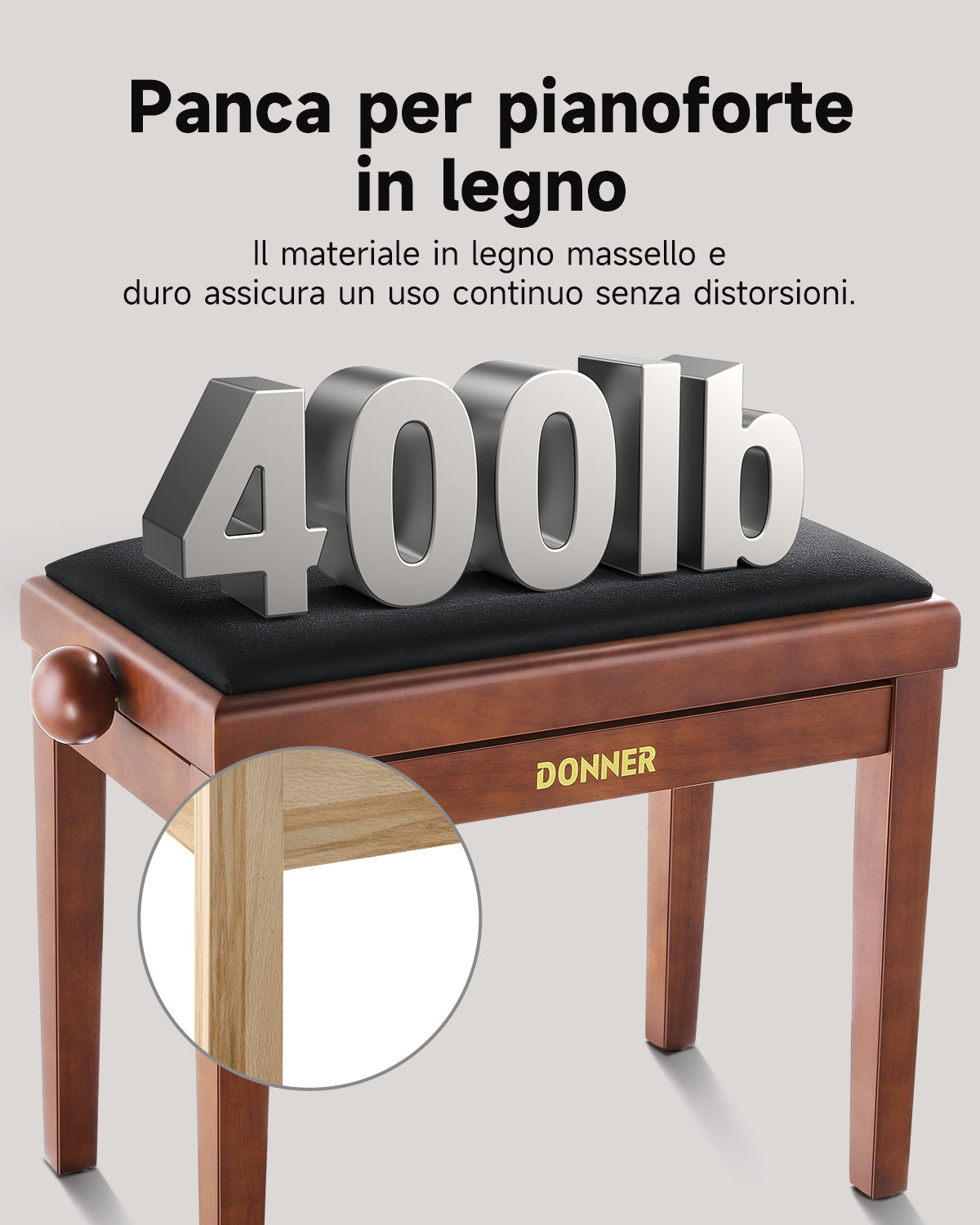 Donner Panca per pianoforte regolabile in altezza