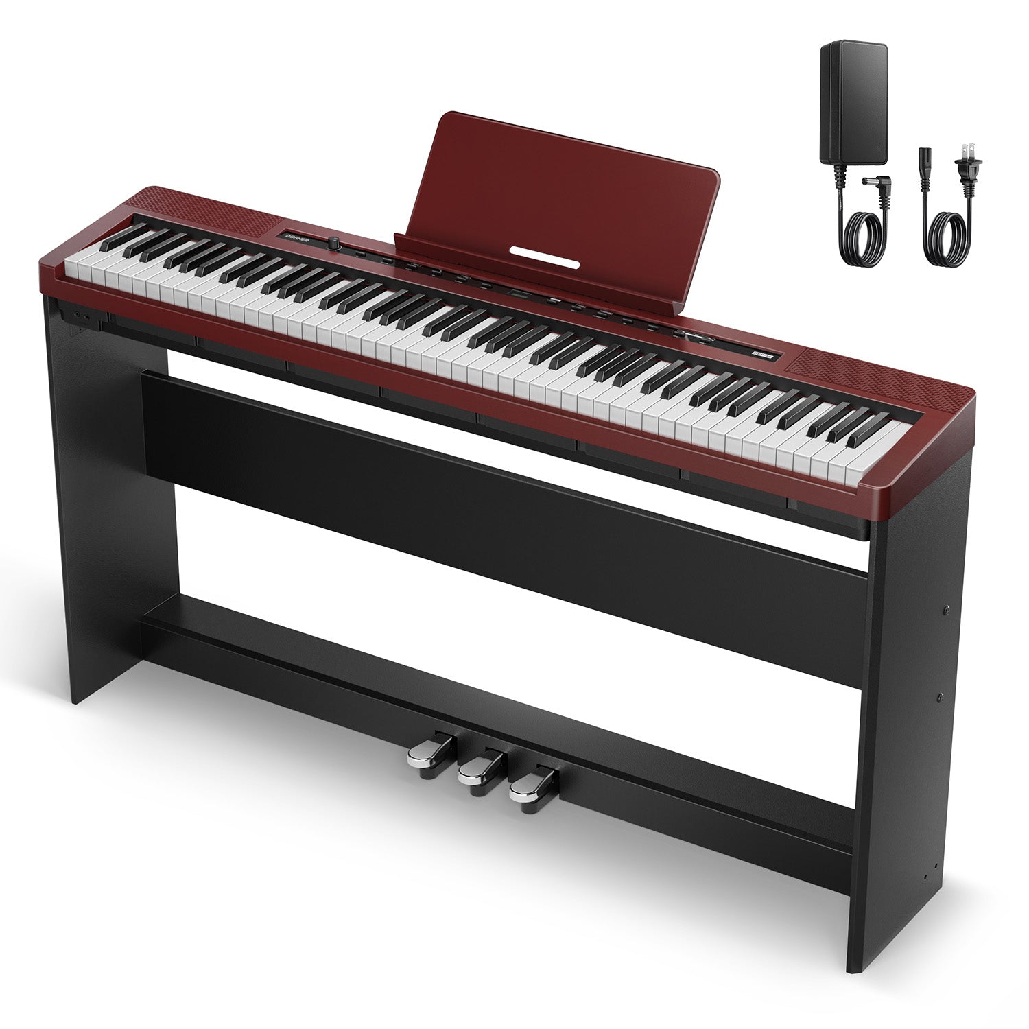 Donner DEP-16S Pianoforte digitale in acciaio pesato-Rosso##