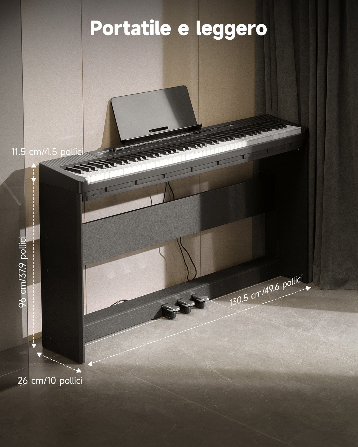 Donner DEP-16S Pianoforte digitale in acciaio pesato-Nero##