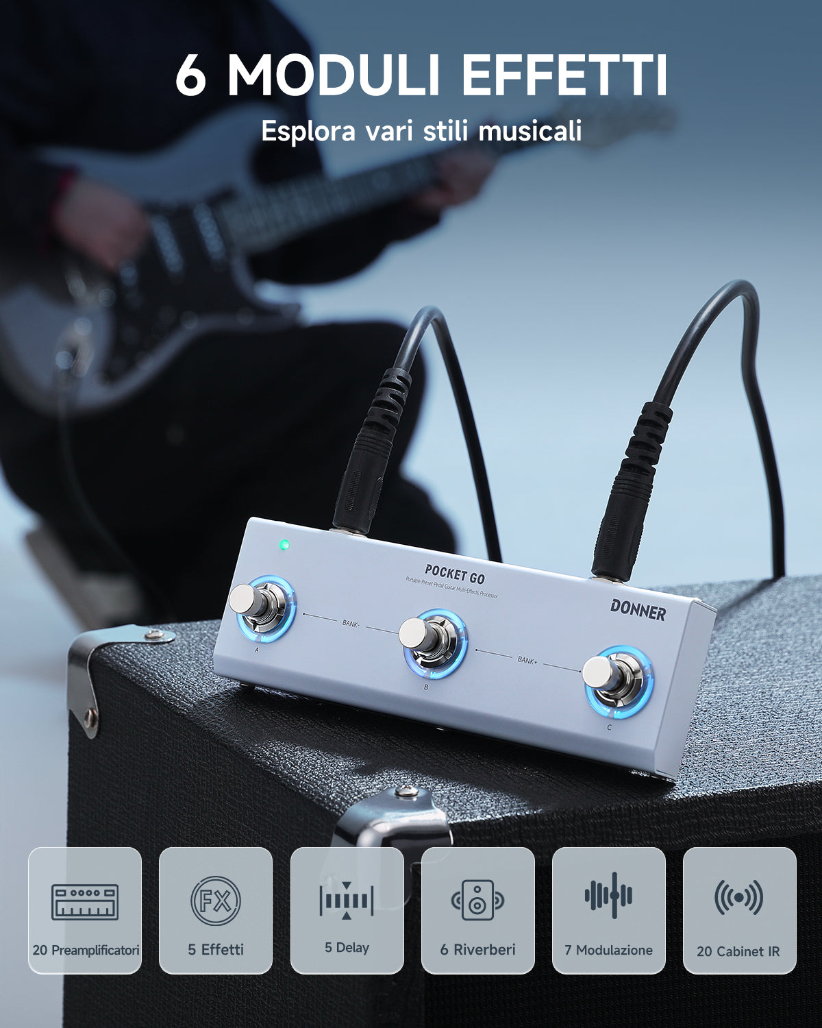 Donner Pocket Go Processore di effetti multipli a pedale