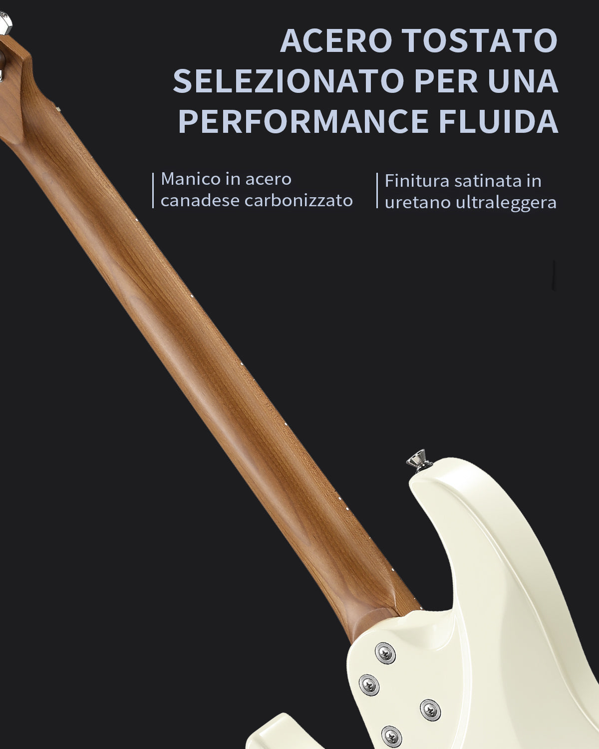 Donner DST-550 Chitarra elettrica ST da 39 pollici con pickup HSS e corpo in pioppo massello a doppio taglio-Bianco##