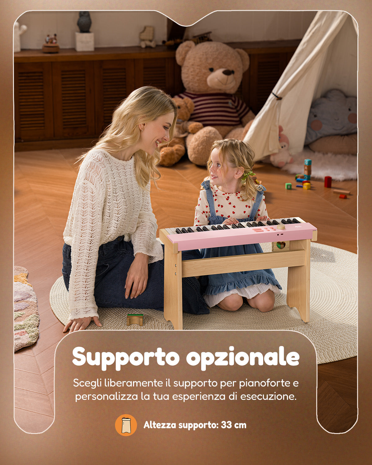 Eastar KIDO V20 Mini tastiera digitale con 44 tasti e supporto-Rosa##