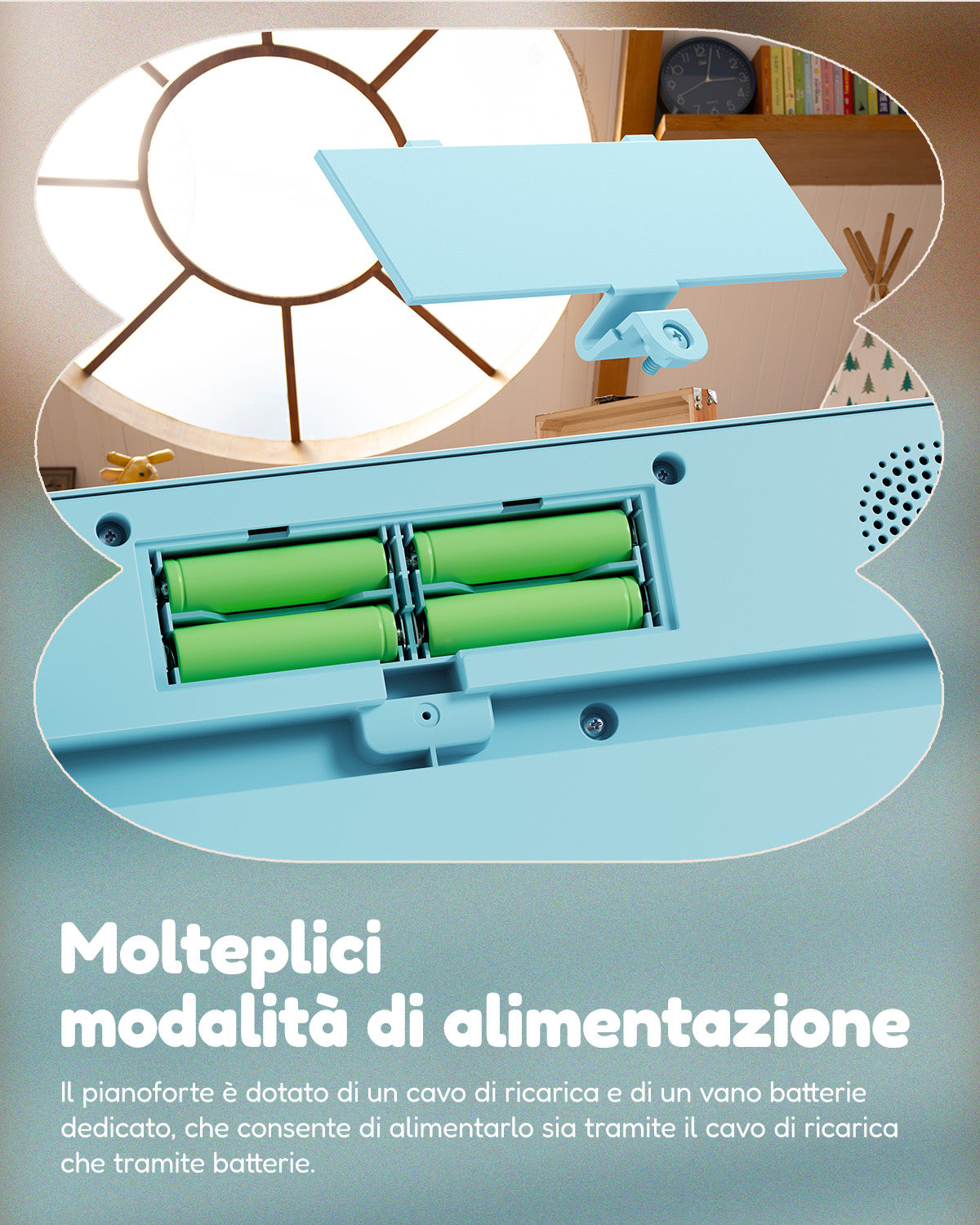 Eastar KIDO V20 Mini tastiera digitale con 44 tasti e supporto-Blu##