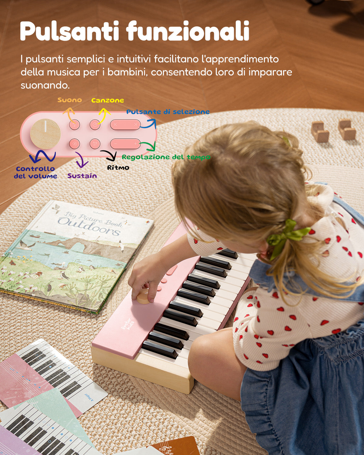 Eastar KIDO V20 Mini tastiera digitale con 44 tasti e supporto-Rosa##