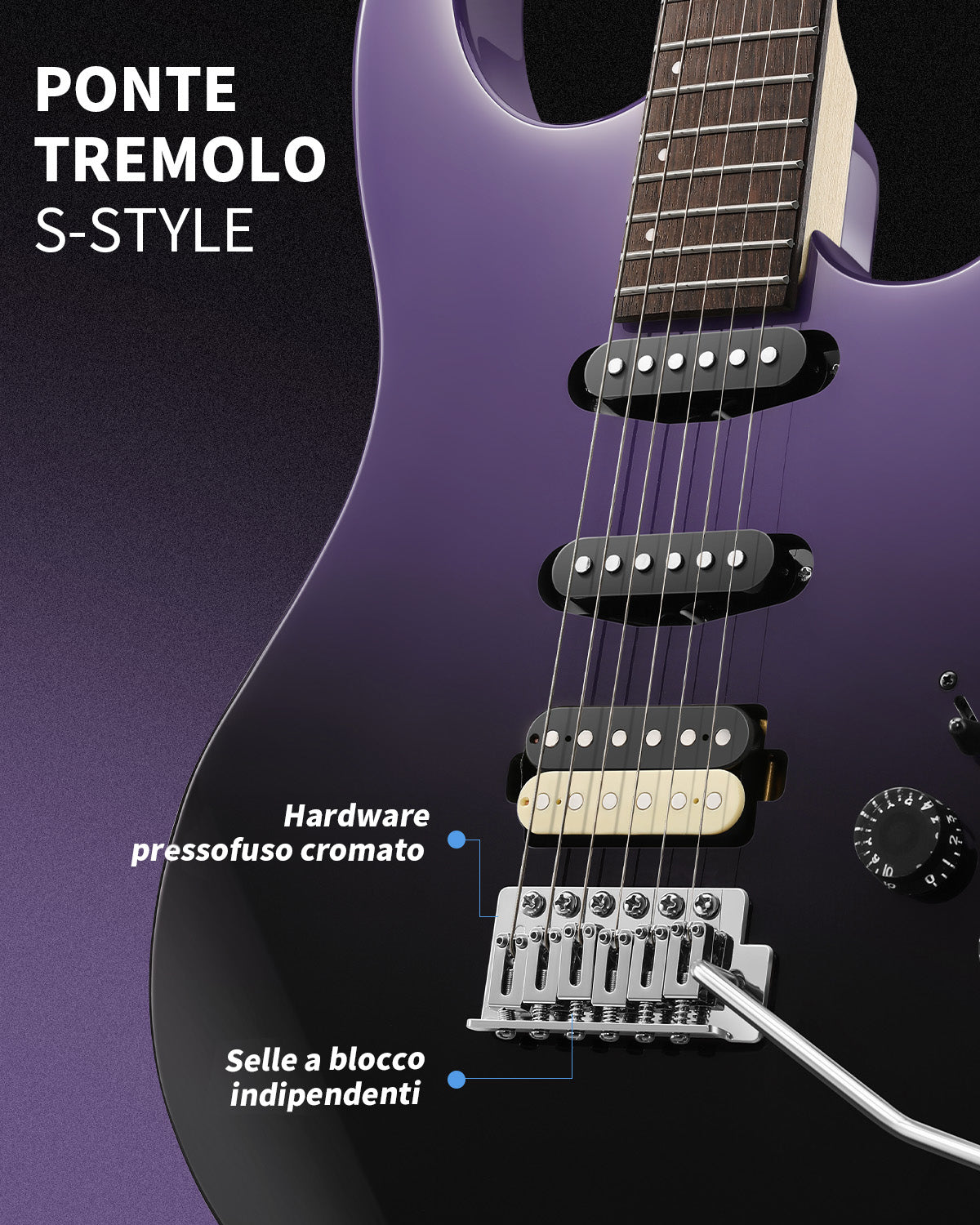 Donner DMT‑66 Chitarra elettrica-Nero-viola##