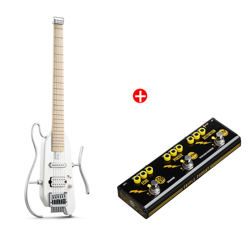Donner HUSH™ X Chitarra elettrica ultraleggera senza testa-Bianco##