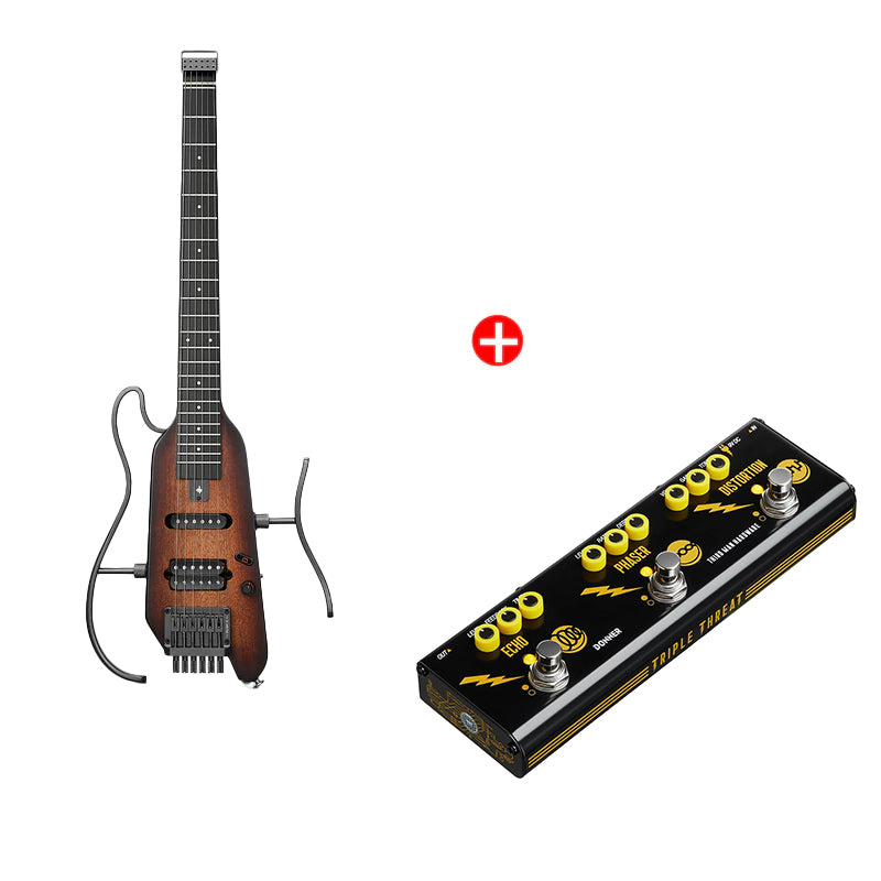 Donner HUSH™ X Chitarra elettrica ultraleggera senza testa-Sunburst##