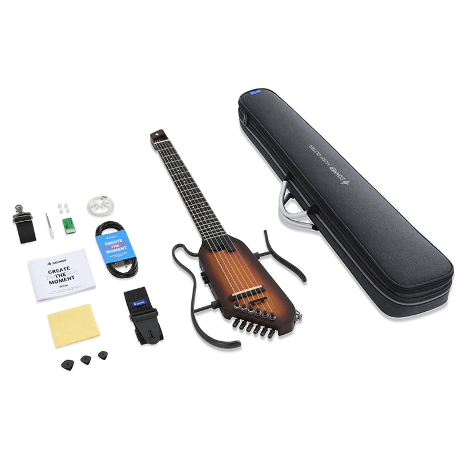 Donner HUSH™ C Chitarra classica con corde di nylon da viaggio-Marrone##
