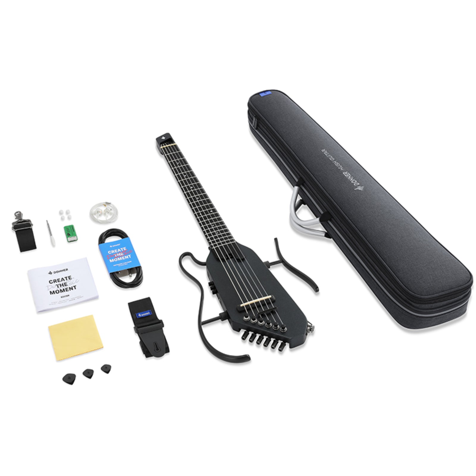 Donner HUSH™ C Chitarra classica con corde di nylon da viaggio-Nero##