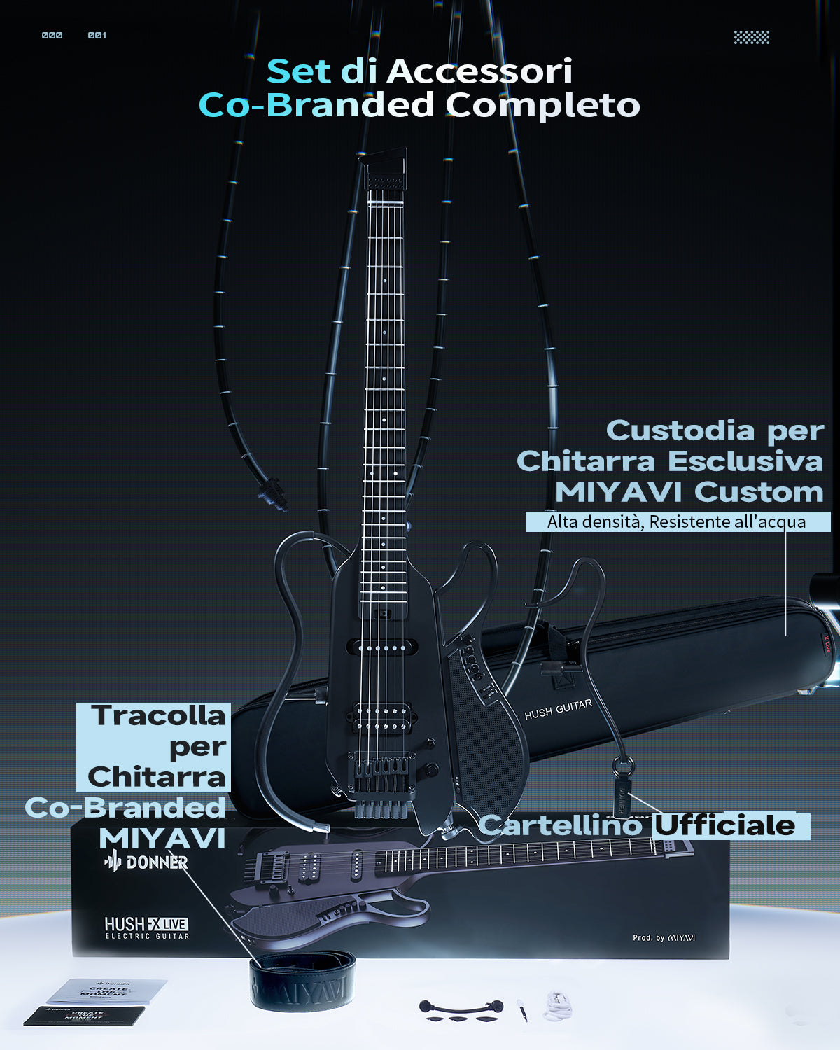 Donner HUSH X LIVE Chitarra da viaggio (disponibile anche in edizione MIYAVI)