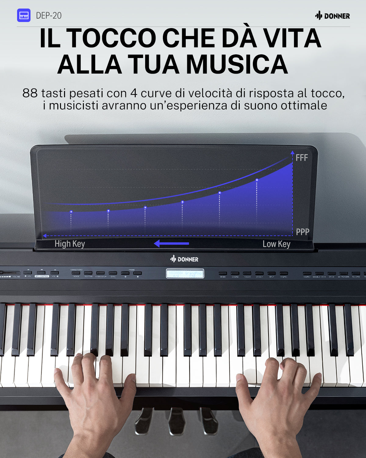 Donner DEP-20 pianoforte digitale pieno ponderato a 88 tasti portatile