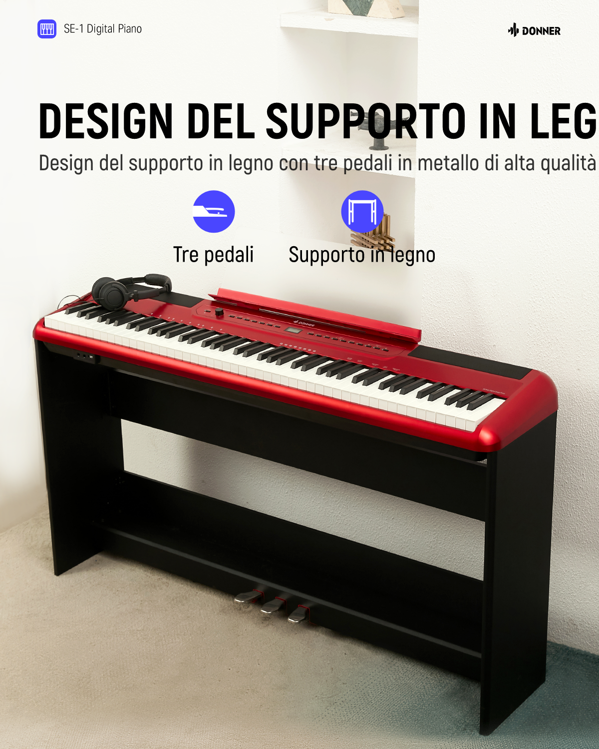 Donner SE-1 piano digitale a 88 tasti con tasti ponderati