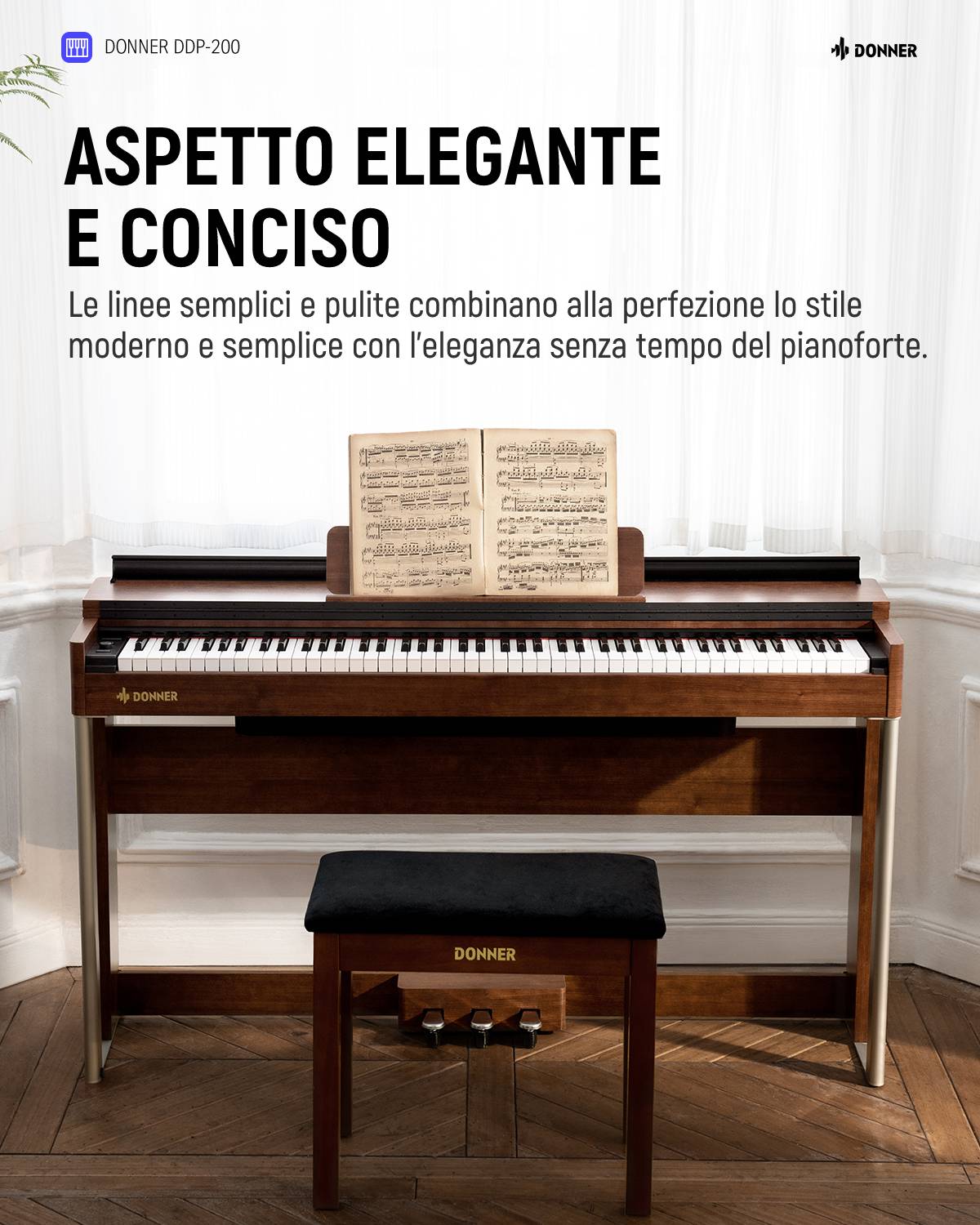 Donner DDP-200 Pianoforte digitale verticale professionale