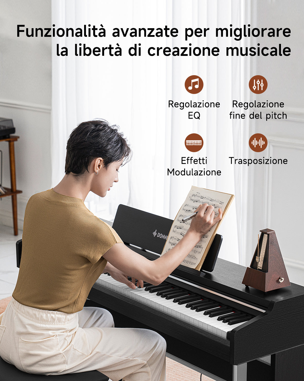 Donner DDP-200 PRO Pianoforte digitale verticale progressivo a 88 tasti con pesatura a martello-Nero##