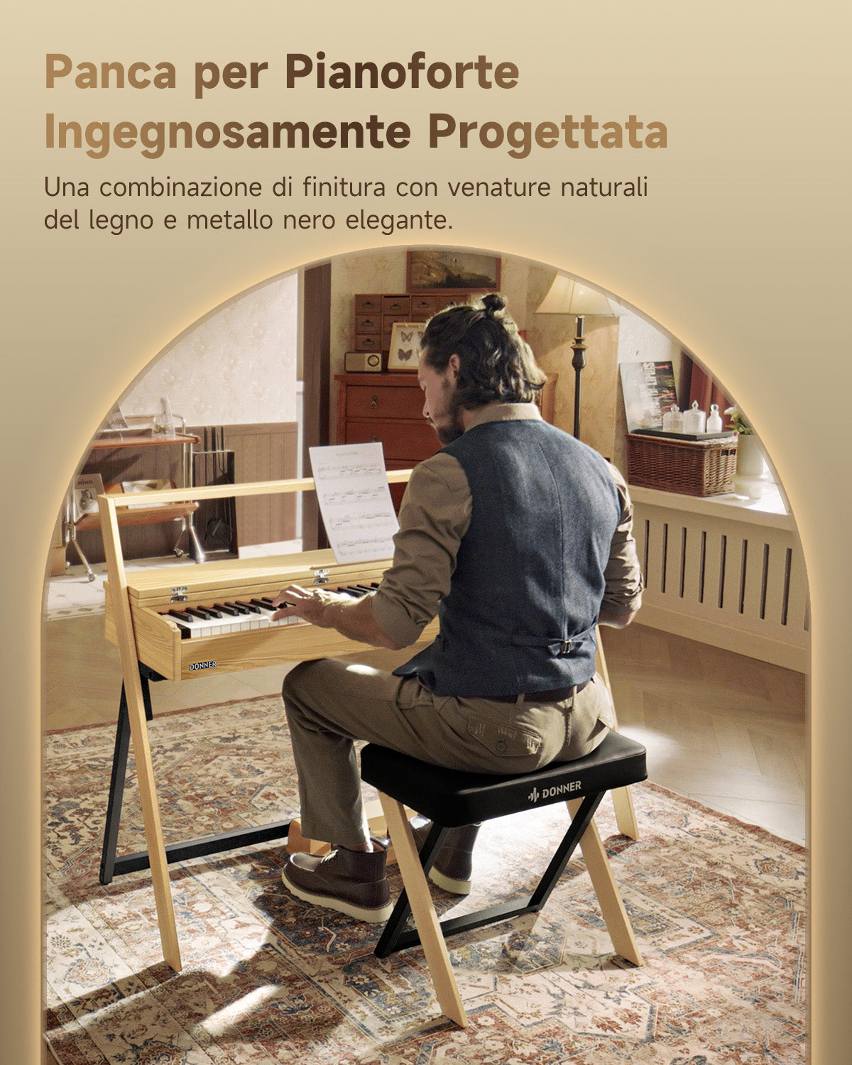 Donner DKB-300 Panca per pianoforte elegante