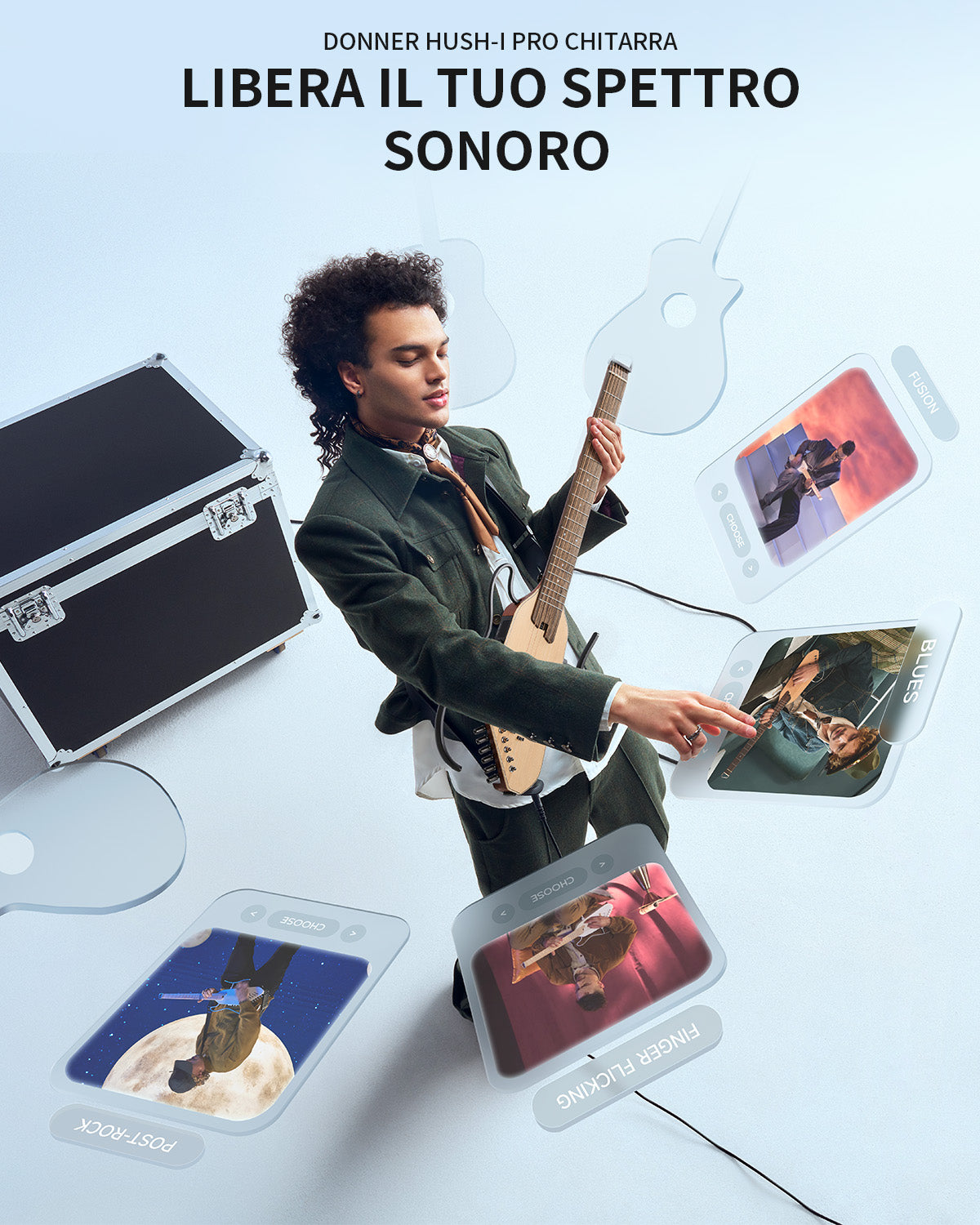 Donner HUSH-I Pro Chitarra Modalità di suono multiple Chitarra da viaggio-Naturale##