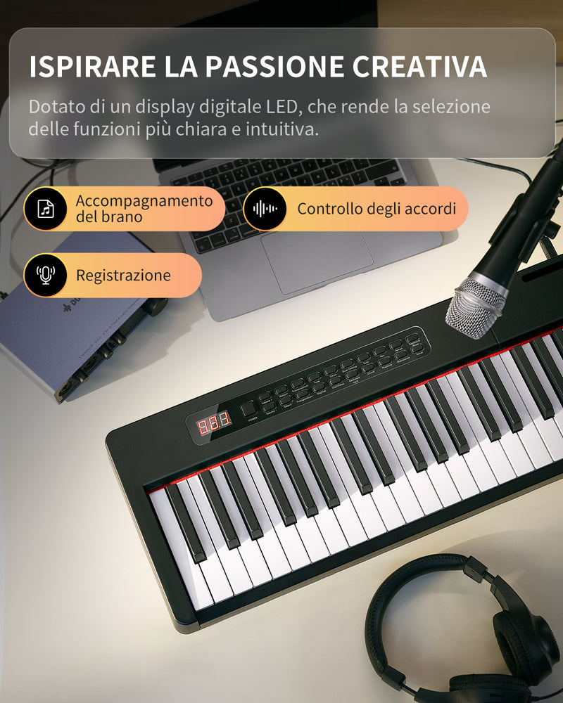Donner DEP-08 Pianoforte digitale, supporto staccabile, pianoforte elettrico compatto per principianti