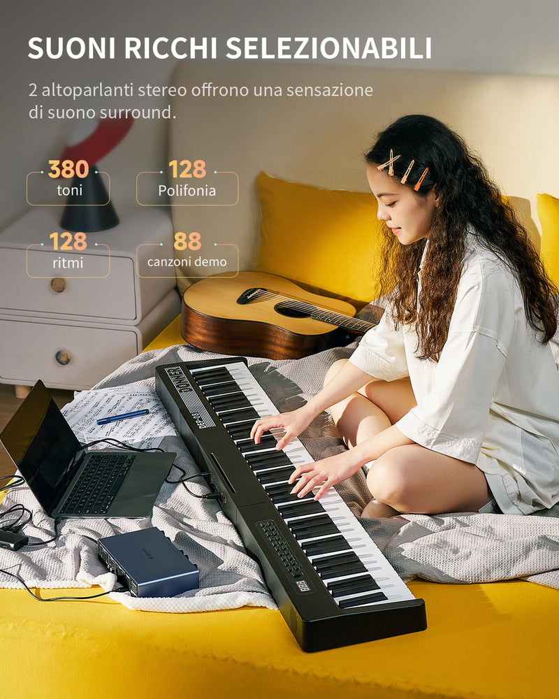 Donner DEP-08 Pianoforte digitale, supporto staccabile, pianoforte elettrico compatto per principianti