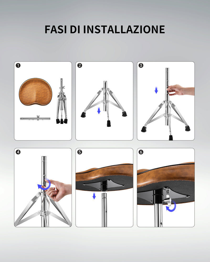 Sgabello per batteria Donner DT-50 marrone sottile