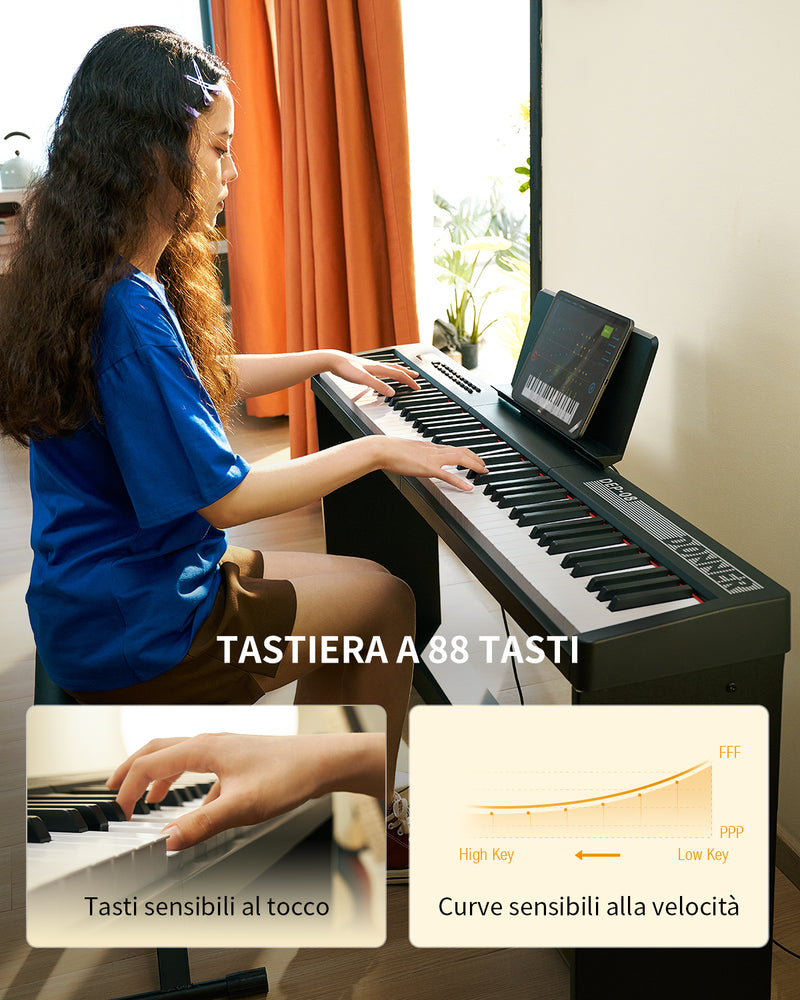 Donner DEP-08 Pianoforte digitale, supporto staccabile, pianoforte elettrico compatto per principianti