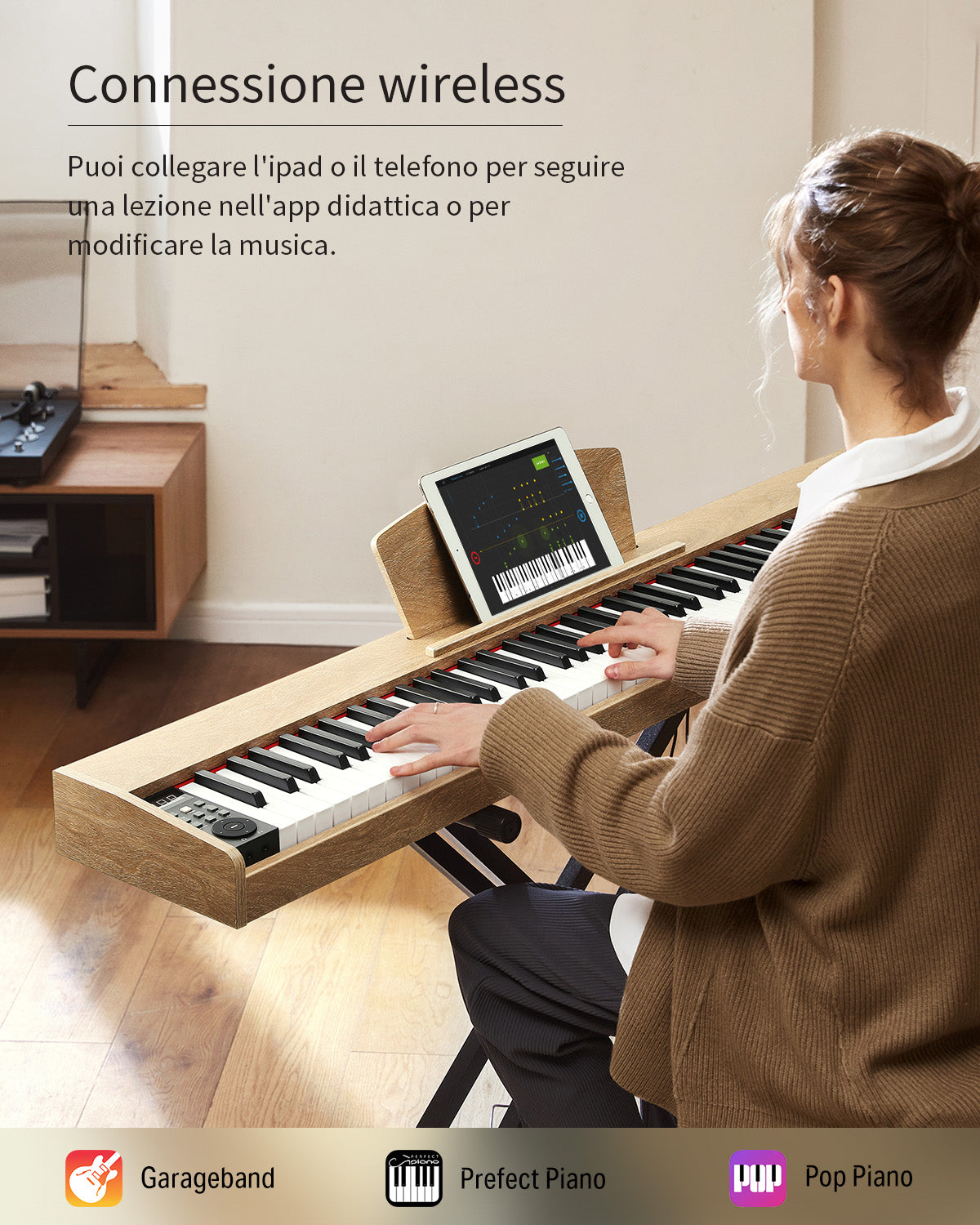 Donner DEP-1S Pianoforte digitale in semi-pesato-Legno Chiaro##