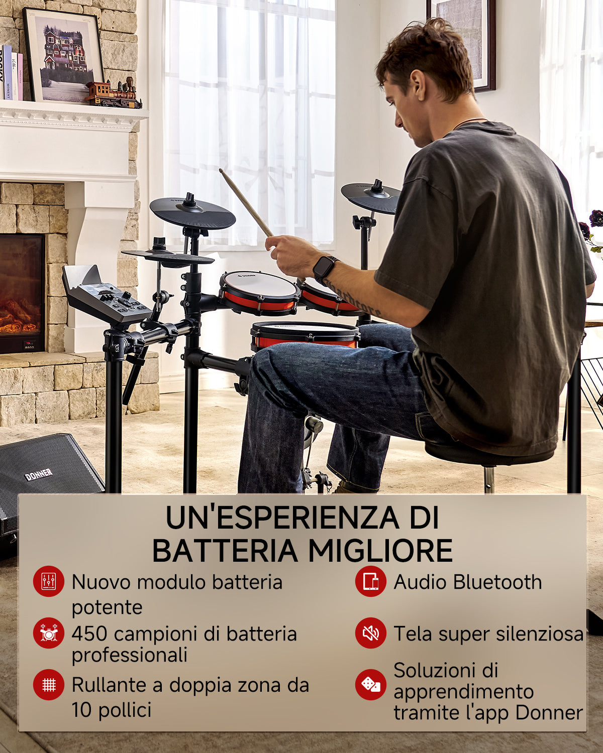Donner DED-200X batteria elettronica con 5 tamburi 3 e 4 piatti