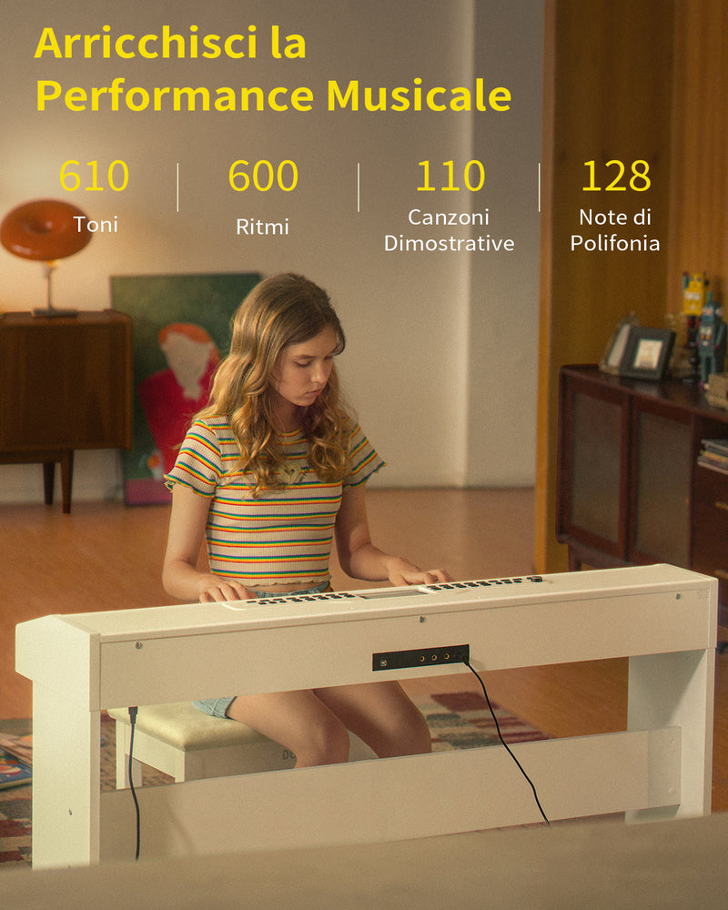 Donner DDP-95 88 tasti pianoforte digitale verticale pesato per principianti bianco