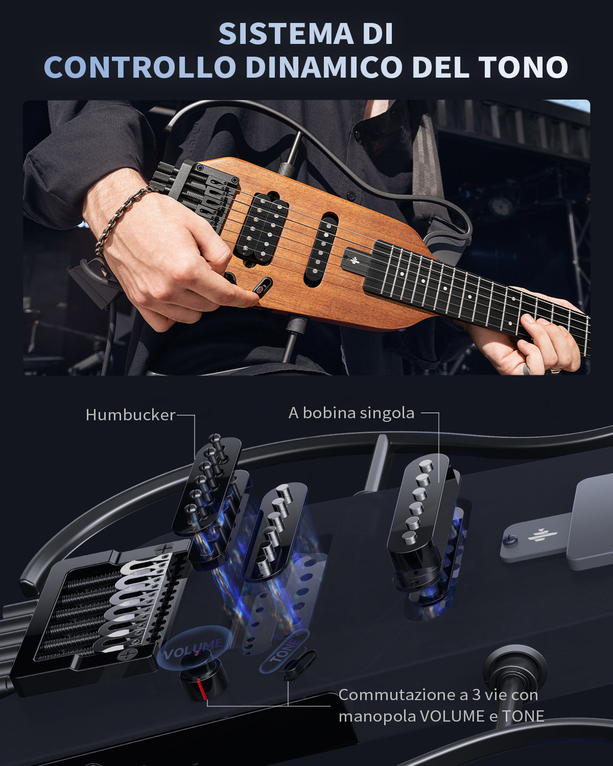 Donner HUSH™ X Chitarra elettrica ultraleggera senza testa
