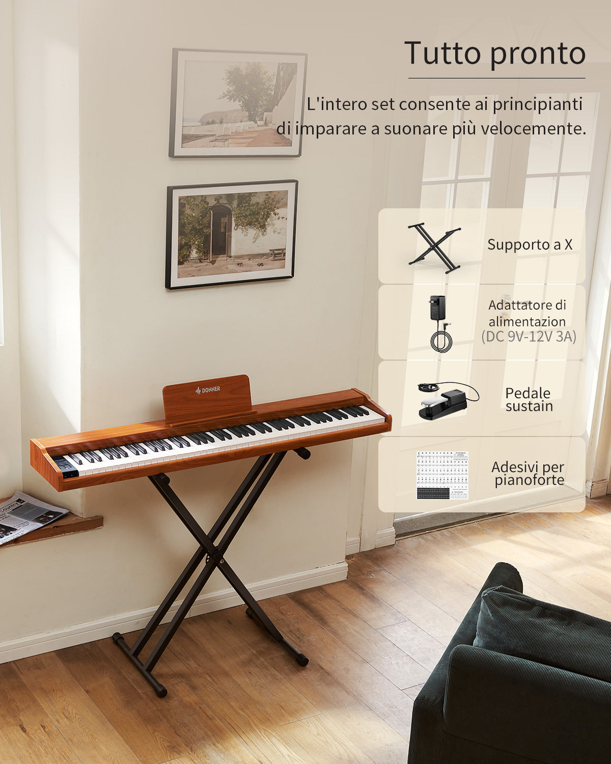 Donner DEP-1S Pianoforte digitale in  semi-pesato