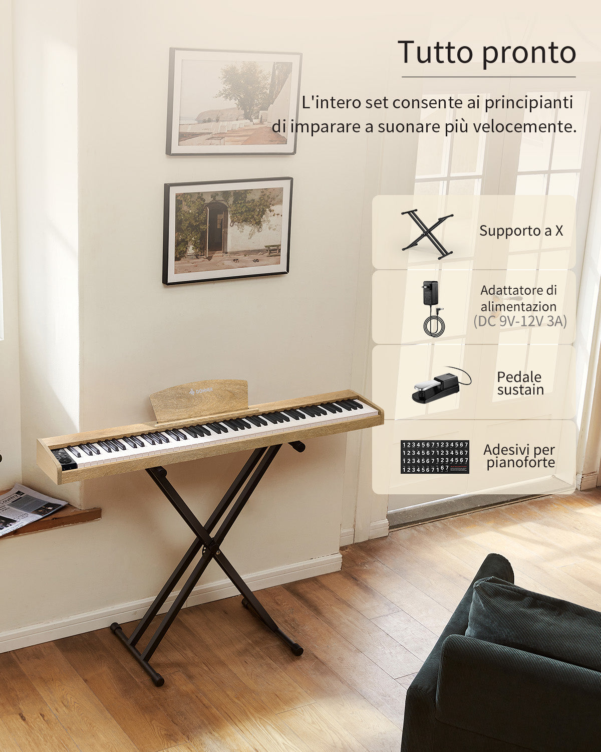 Donner DEP-1S Pianoforte digitale in  semi-pesato