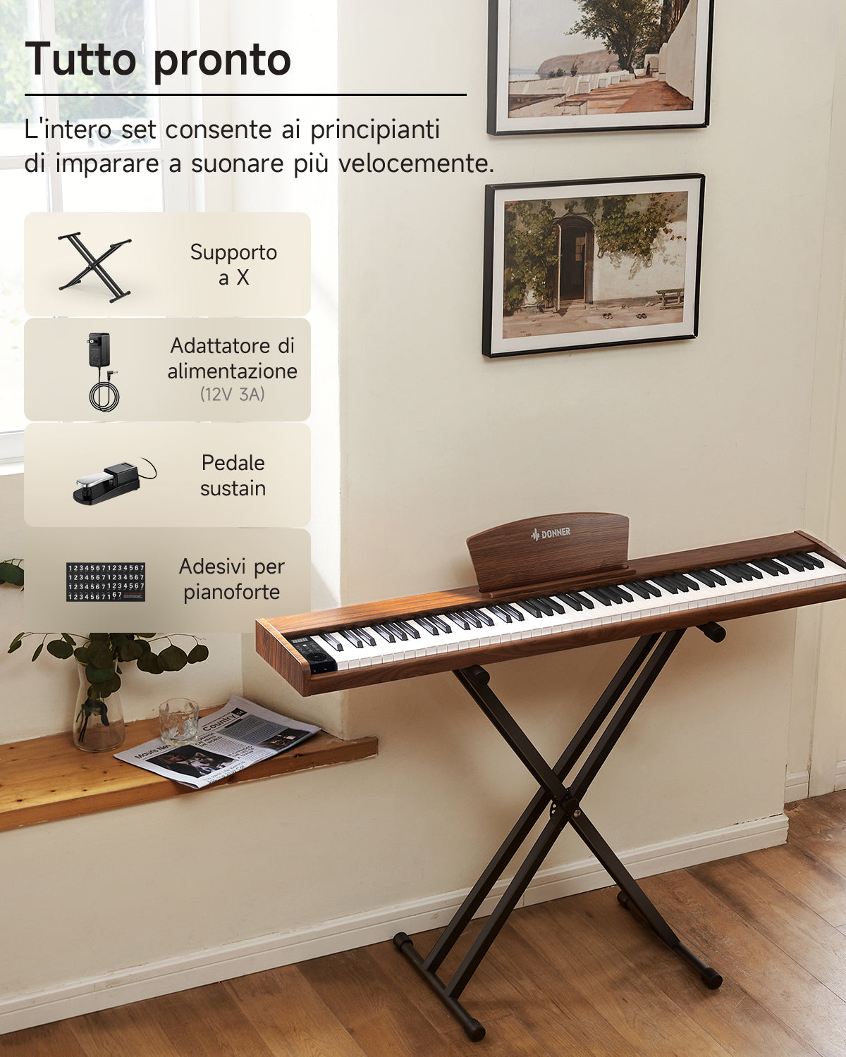 Donner DEP-1S Pianoforte digitale in  semi-pesato