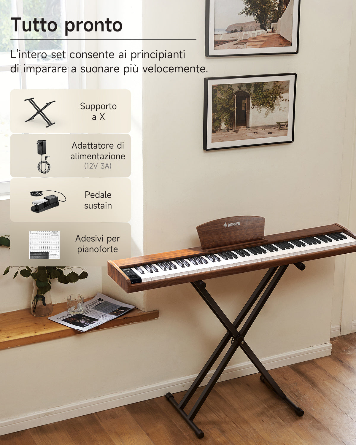 Donner DEP-1S Pianoforte digitale in  semi-pesato