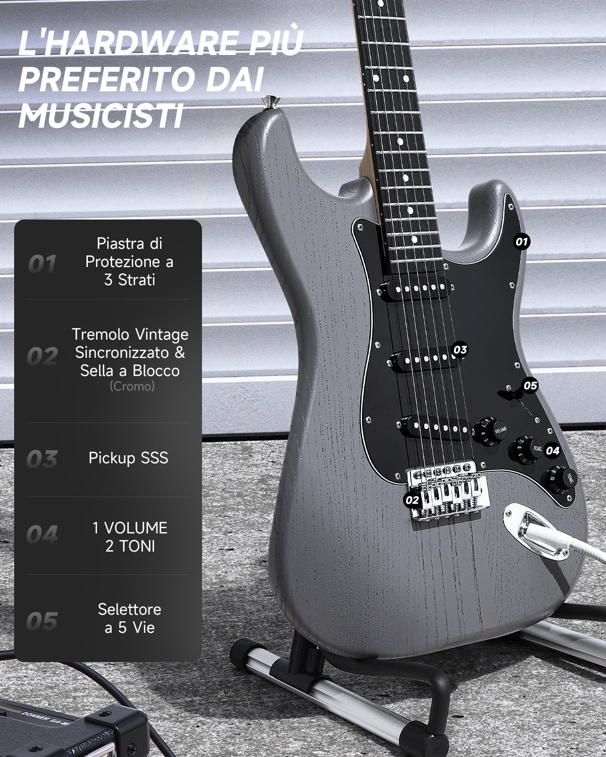 Donner DST-80 Chitarra elettrica-Nero##
