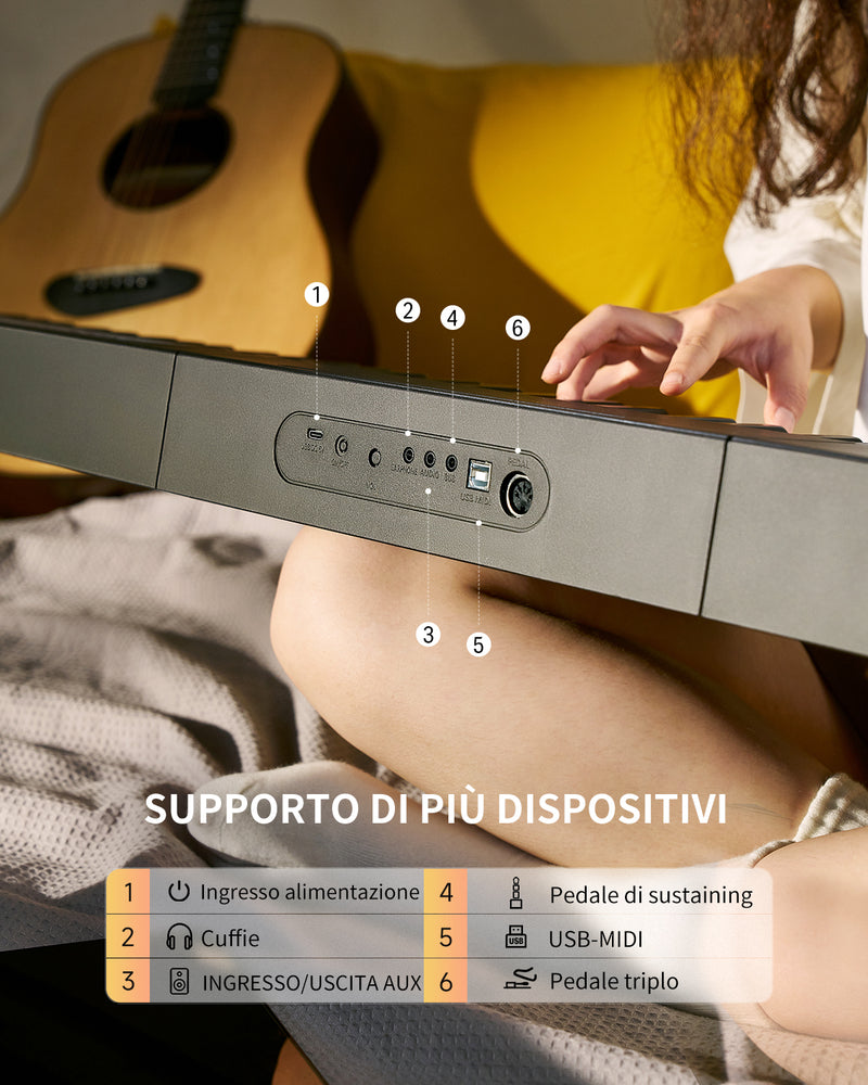 Donner DEP-08 Pianoforte digitale, supporto staccabile, pianoforte elettrico compatto per principianti